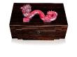 Dragon cigars box in limited edition (88 pieces), natural ebony with red crystal, 100 cigars red - Lalique